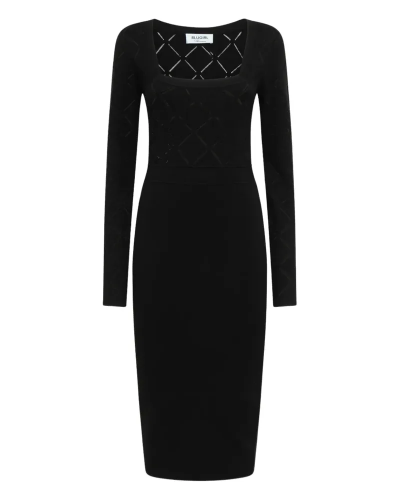 Blumarine Gemustertes Midikleid - Schwarz Schwarz