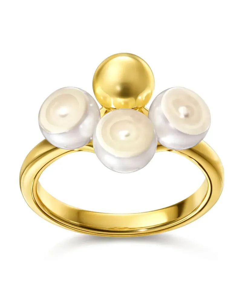 TASAKI 18kt M/G Sliced Sphere Gelbgolring mit Perle - Gold Gold