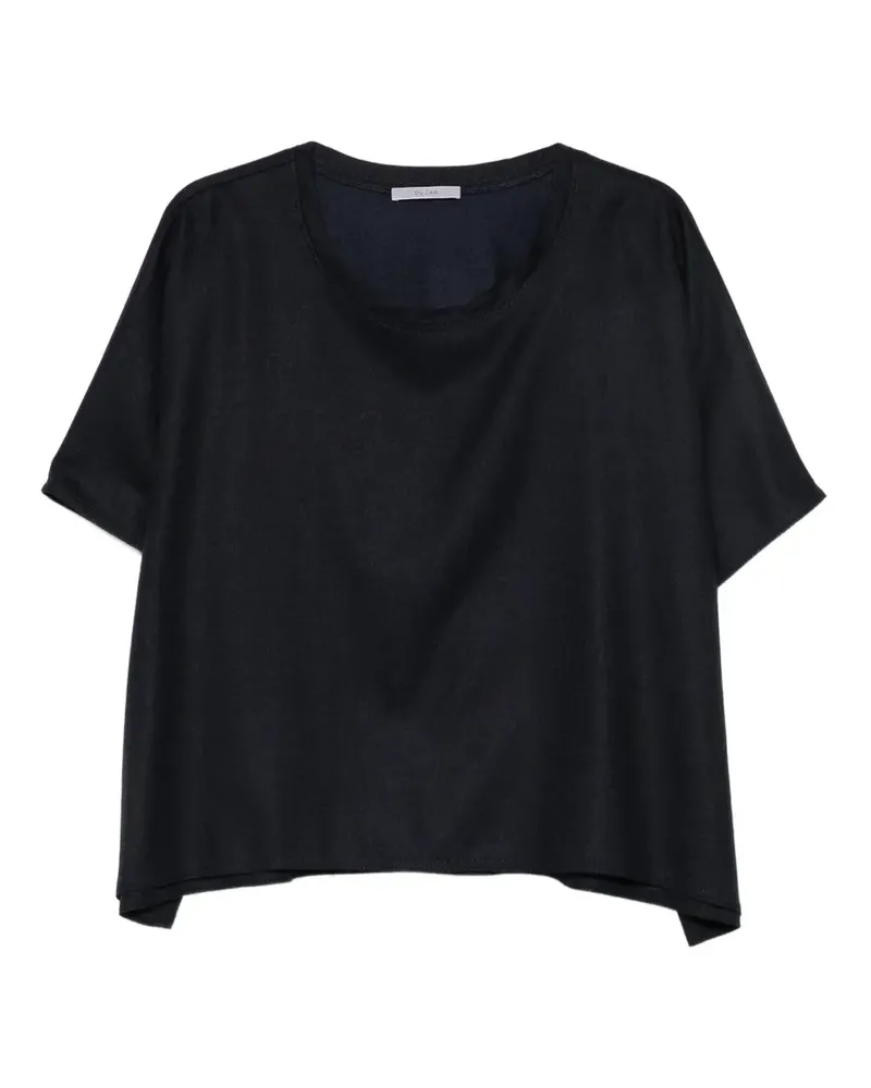 Dušan crew neck flannel top - Blau Blau