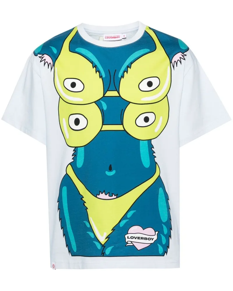 Charles Jeffrey Loverboy Sexy Beasts T-Shirt mit grafischem Print Blau