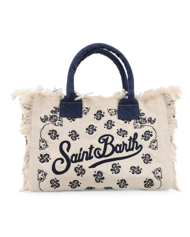 MC2 Saint Barth Vanity paisley-print frayed tote bag - Nude Nude
