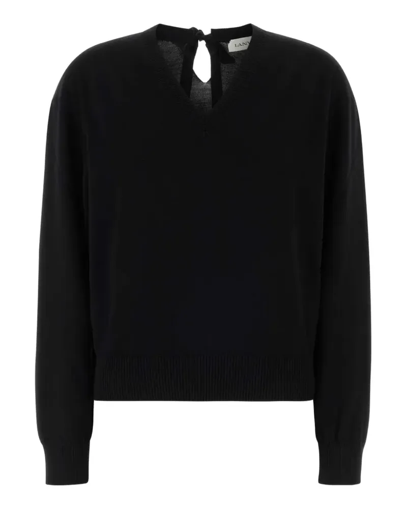 Lanvin bow-detail V-neck sweater - Schwarz Schwarz