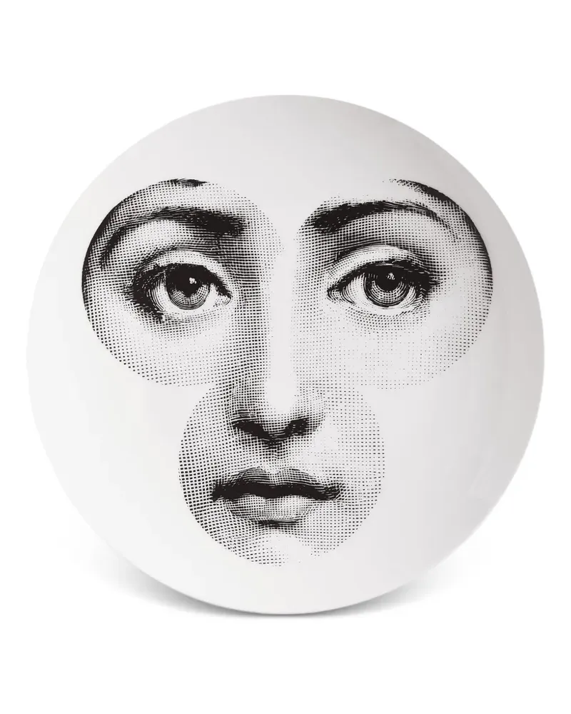 Fornasetti Teller mit Gesichts-Motiv - Weiß Weiß