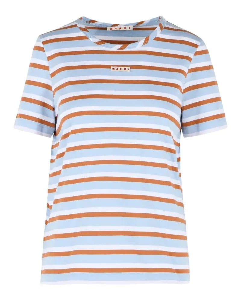 Marni striped logo T-shirt - Blau Blau