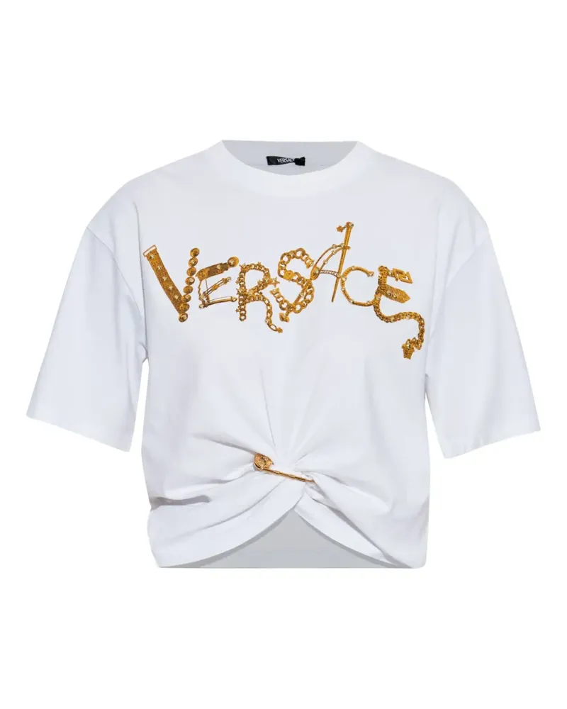 Versace Verziertes T-Shirt mit Knotendetail - Weiß Weiß