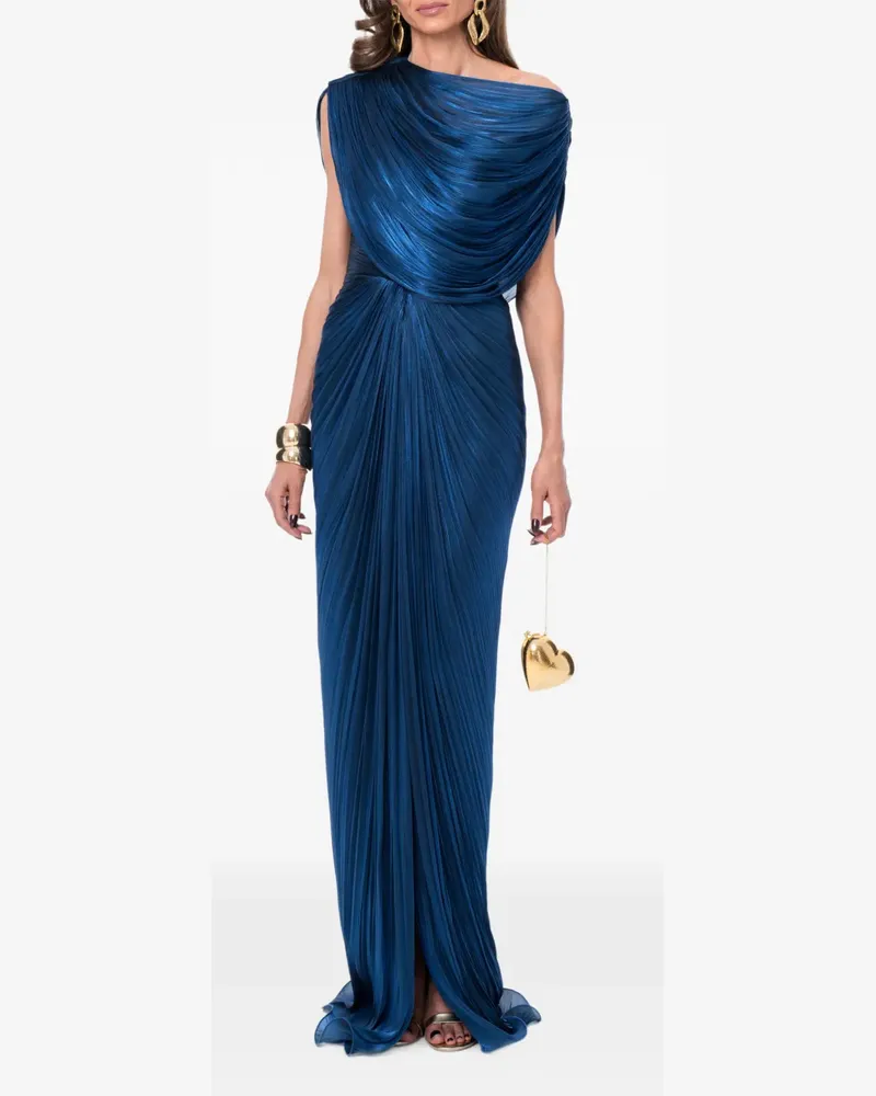 Ana Radu Drapiertes Maxikleid mit Plissee-Effekt - Blau Blau