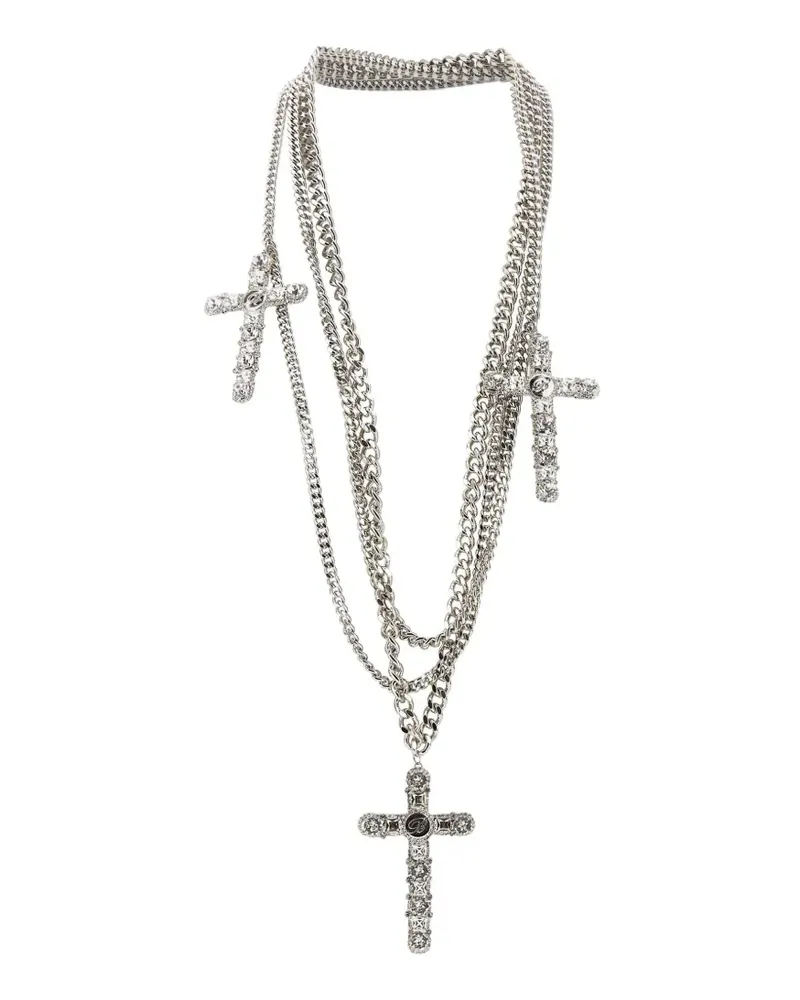 Blumarine multi-chain cross-pendant necklace - Silber Silber