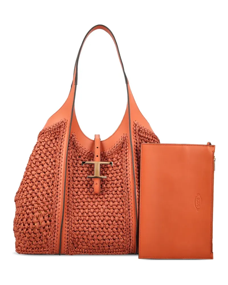 TOD'S T Timeless raffia shoulder bag - Gelb Gelb