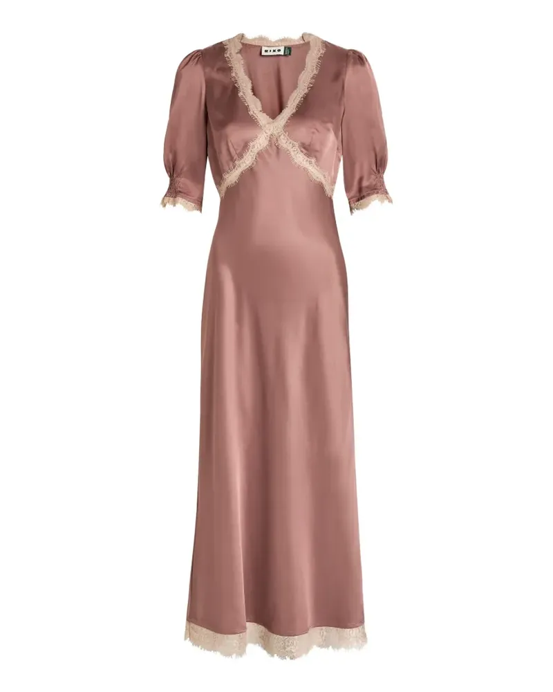 RIXO Annina lace-trim midi dress - Rosa Rosa