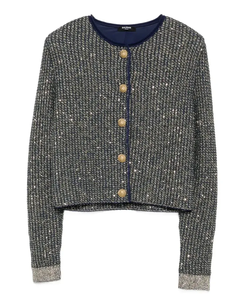 Balmain Cardigan mit Glitzer - Blau Blau