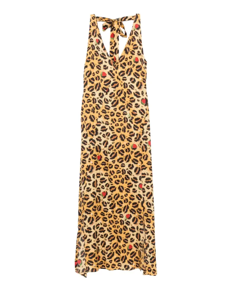 Alessandro Enriquez Maxikleid mit Animal-Print - Gelb Gelb