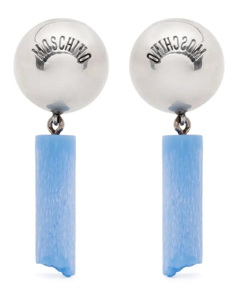 Moschino Ohrclips mit Logo-Gravur - Silber Silber