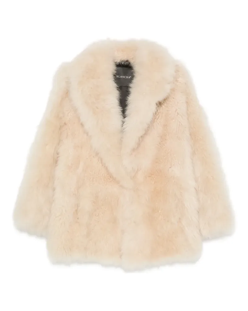 BLANCHA shearling notch-lapels coat - Nude Nude