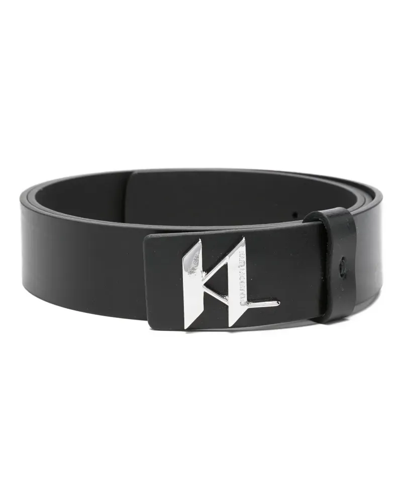 Karl Lagerfeld Ledergürtel mit Logo-Schild - Schwarz Schwarz