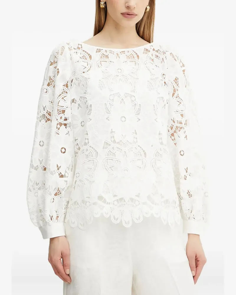 Luisa Spagnoli Bluse mit Ballonärmeln - Weiß Weiß
