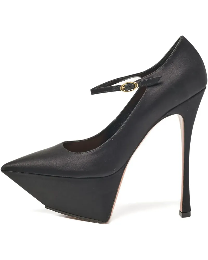 Amina Muaddi Plateau-Pumps aus Satin 160mm - Schwarz Schwarz