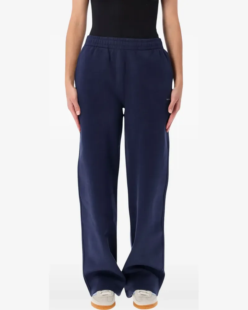 PANGAIA logo-print wide-leg track pants - Blau Blau
