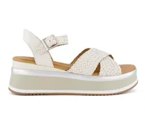 Plateau-Sandalen mit Flechtriemen - Nude