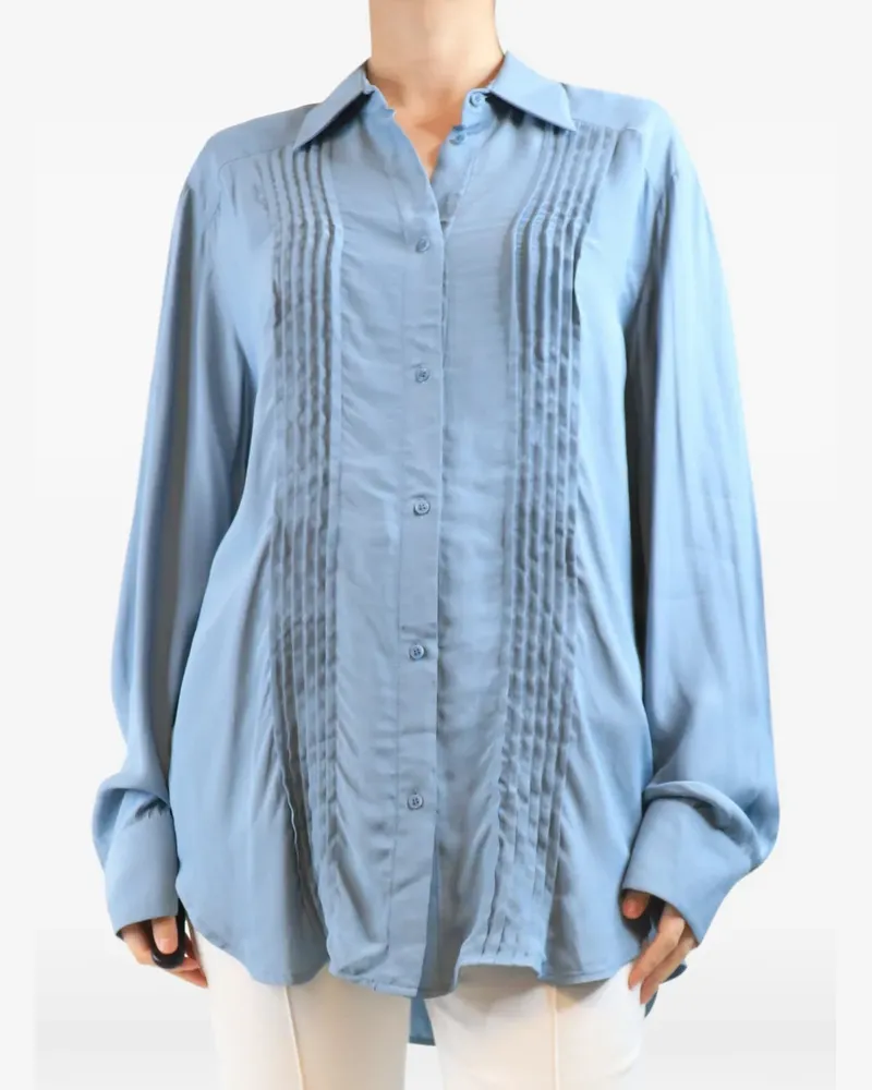 Raey pleated-front shirt - Blau Blau