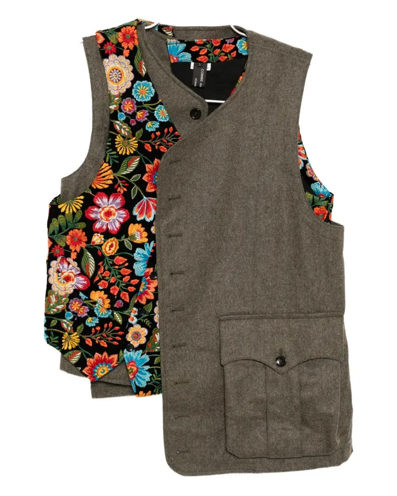 Comme des Garçons Weste mit Blumenstickerei - Grün Grün