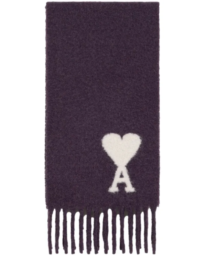 AMI Paris Oversized-Schal mit Logo-Stickerei - Violett Violett