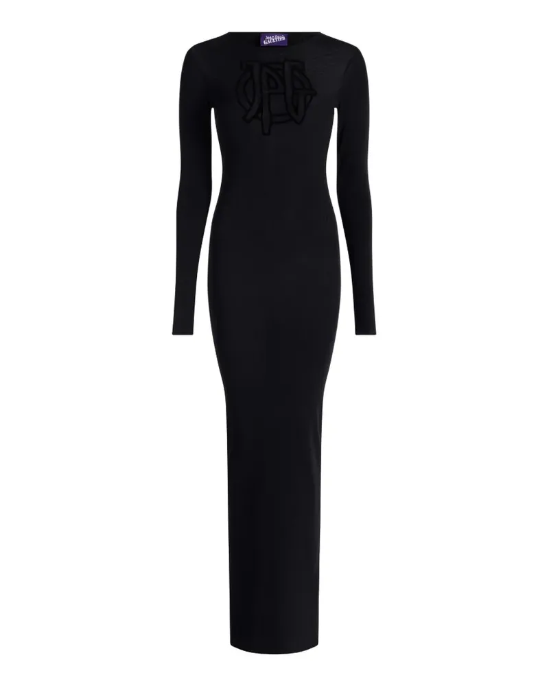 Jean Paul Gaultier logo-flocked maxi dress - Schwarz Schwarz