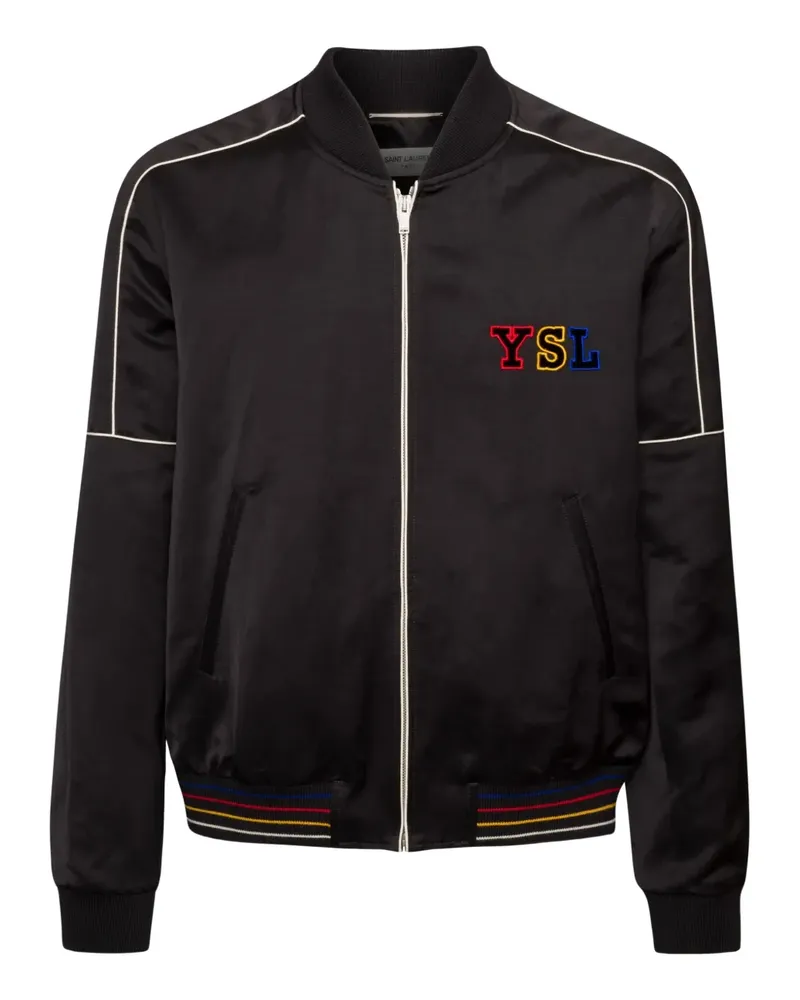 Saint Laurent Bomberjacke mit Logo-Stickerei - Schwarz Schwarz