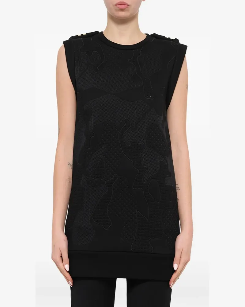 Neil Barrett camouflage-pattern epaulette top - Schwarz Schwarz