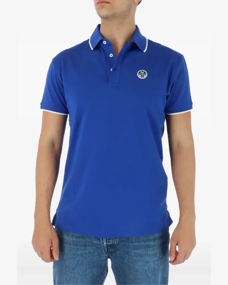 North Sails logo-patch pique polo shirt - Blau Blau