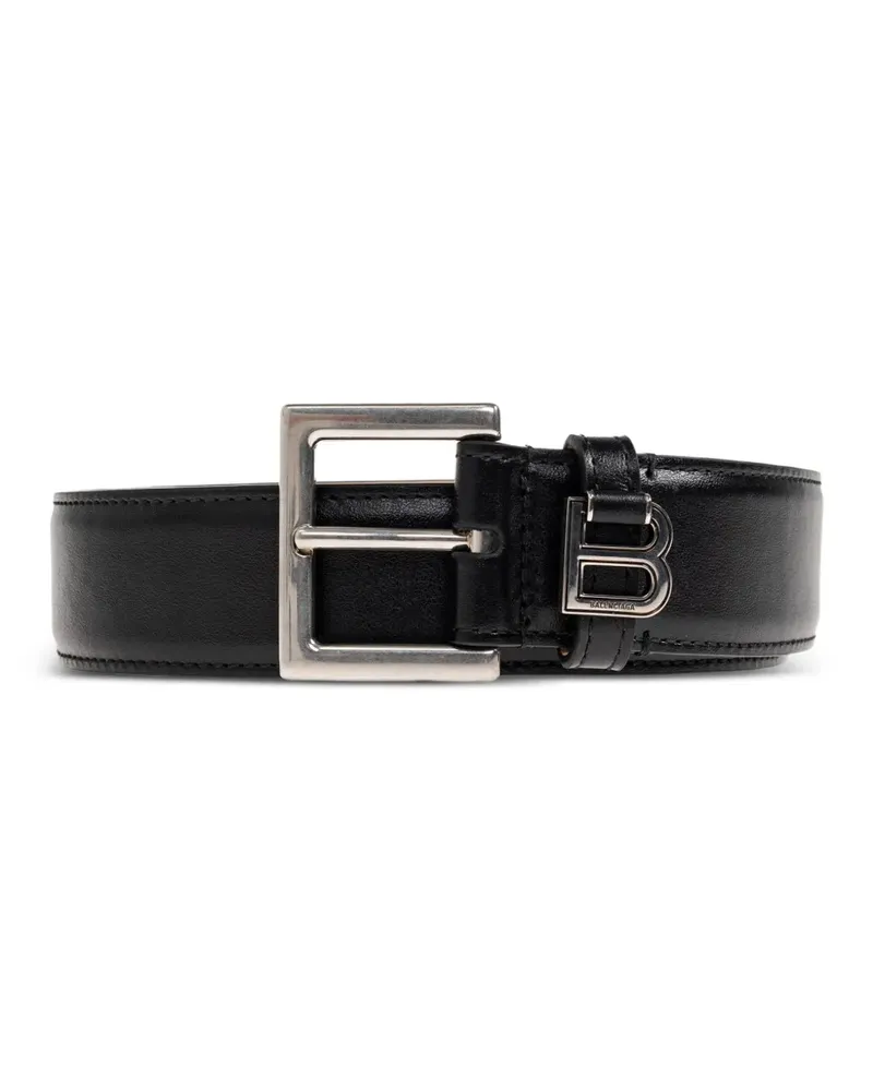 Balenciaga logo-plaque leather belt - Schwarz Schwarz