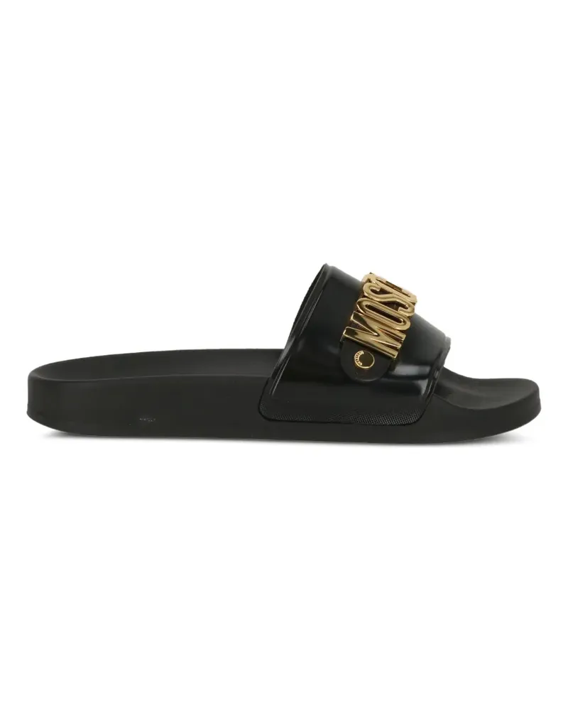 Moschino logo-lettering leather sandals - Schwarz Schwarz