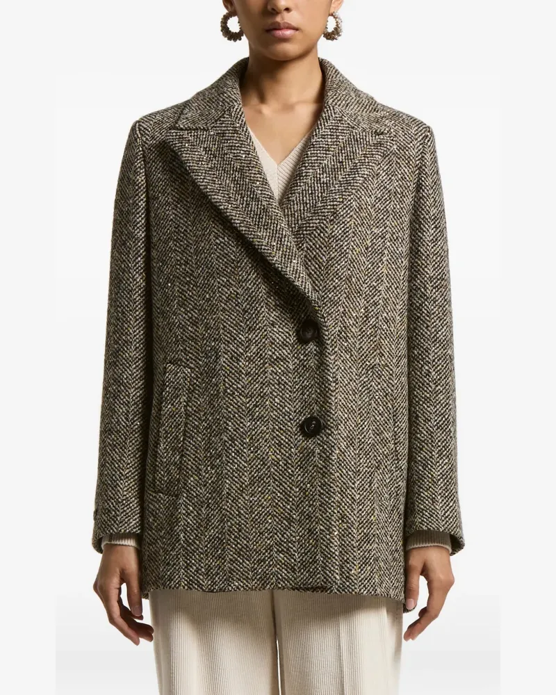 Peserico Tweed-Mantel mit Fischgrätenmuster - Braun Braun