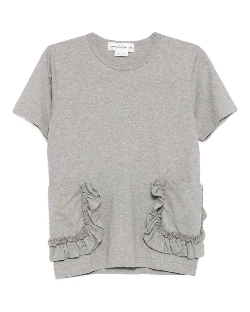 Comme des Garçons T-Shirt mit gerüschter Tasche - Grau Grau