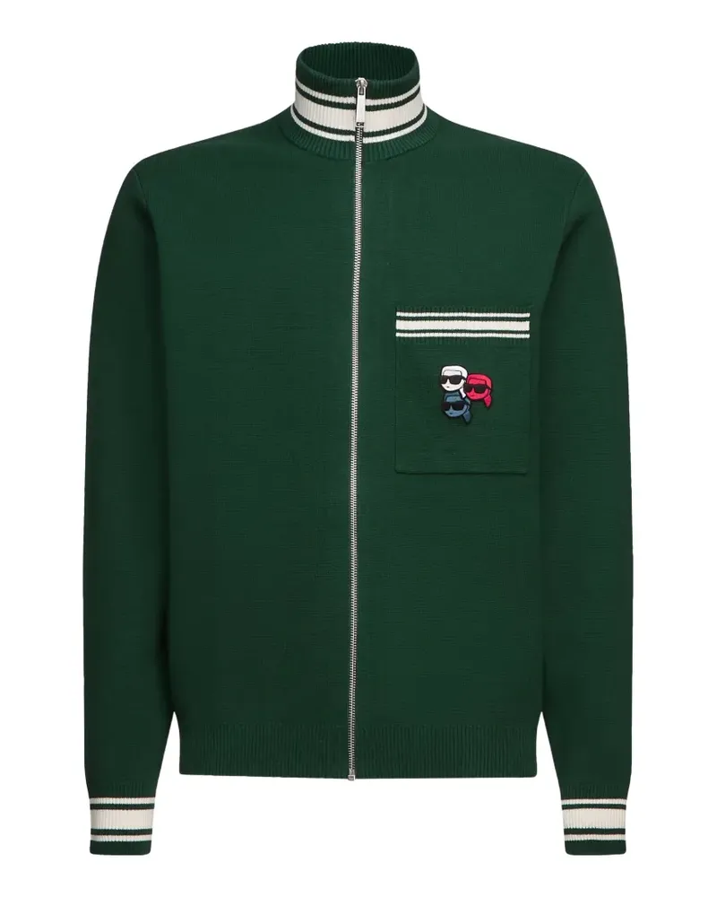 Karl Lagerfeld Gestrickte Ikon Jacke mit Reißverschluss - Grün Grün