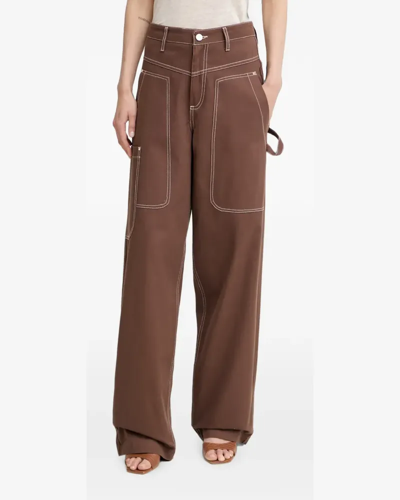 Liu Jo contrast-stitch carpenter trousers - Braun Braun