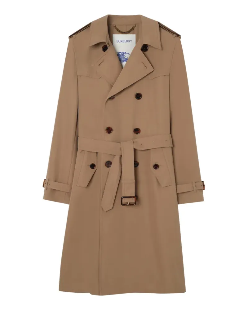 Burberry long silk cotton Foxfield trench coat - Nude Nude