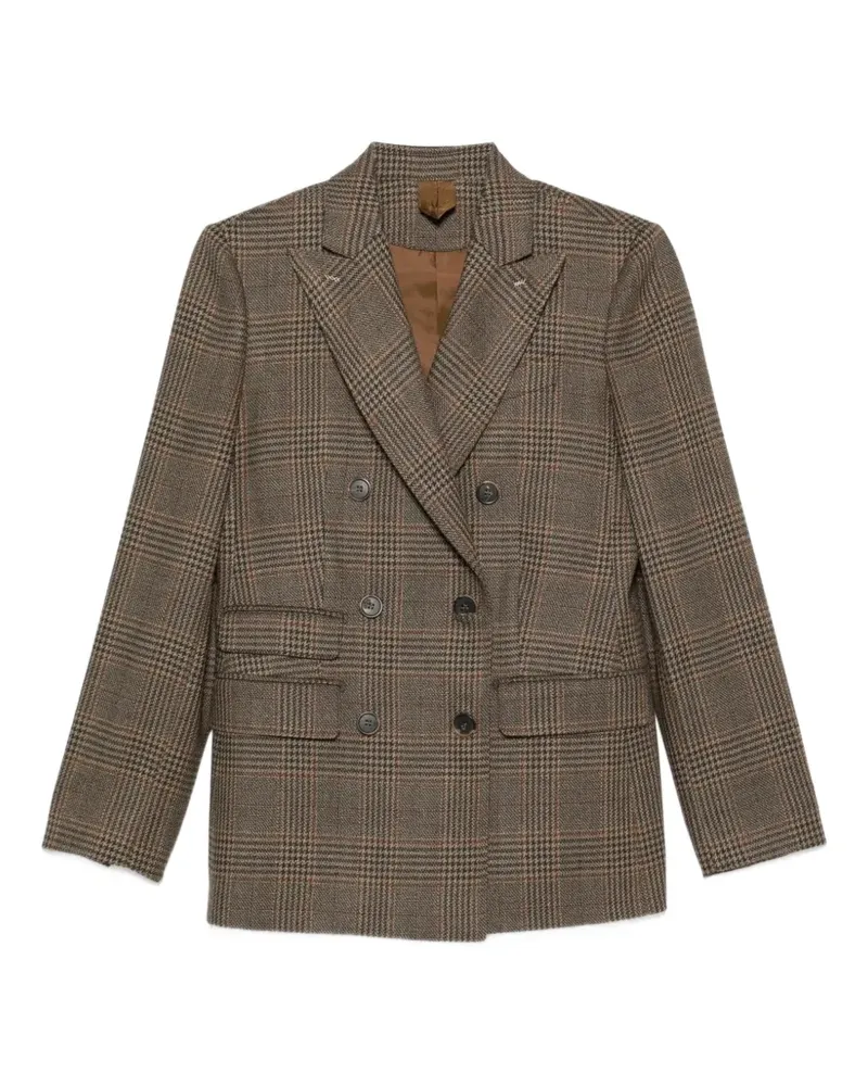 Max Mara Doppelreihiges Sakko mit Karo - Braun Braun