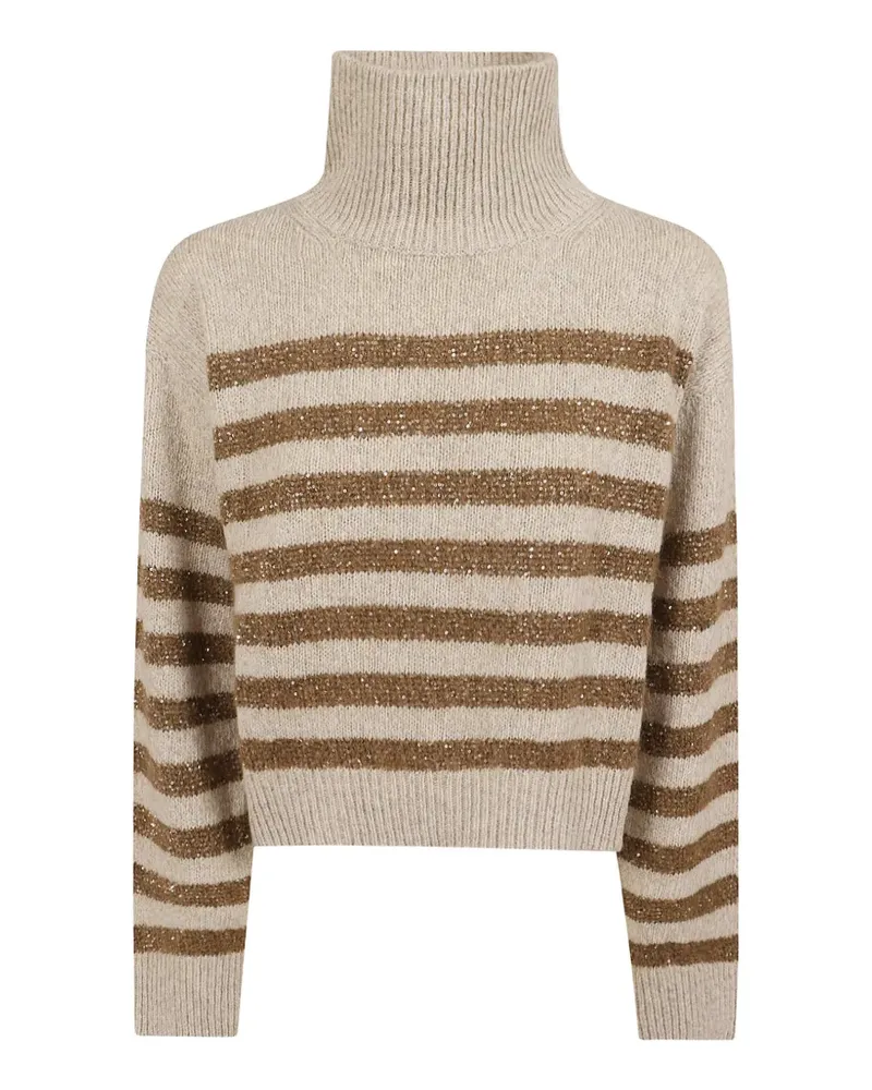 Brunello Cucinelli sequin-embellished striped sweater - Nude Nude