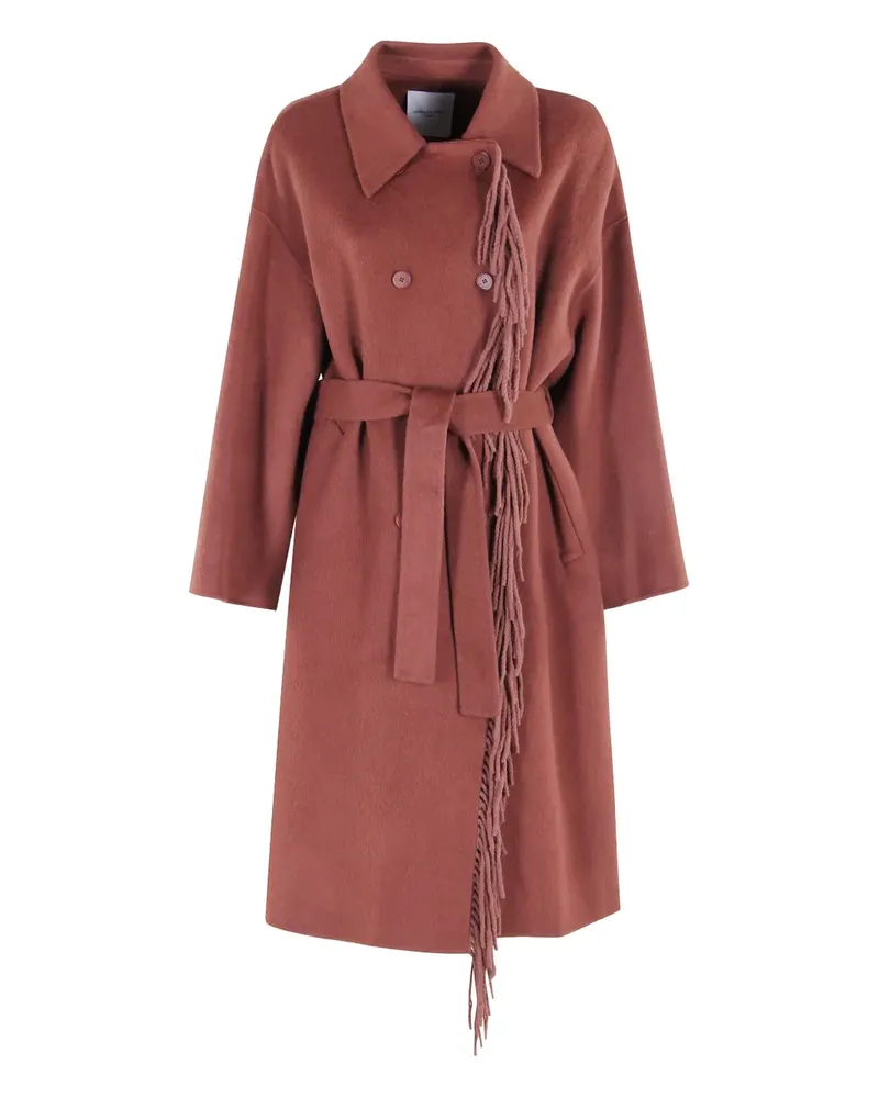 Isabelle Blanche fringed-detail belted coat - Braun Braun