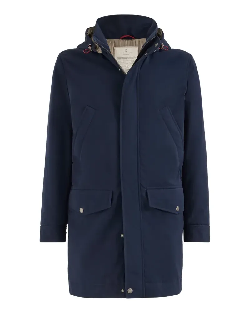 Brunello Cucinelli water-resistant microfiber parka with Thermore® padding and detachable hood - Blau Blau