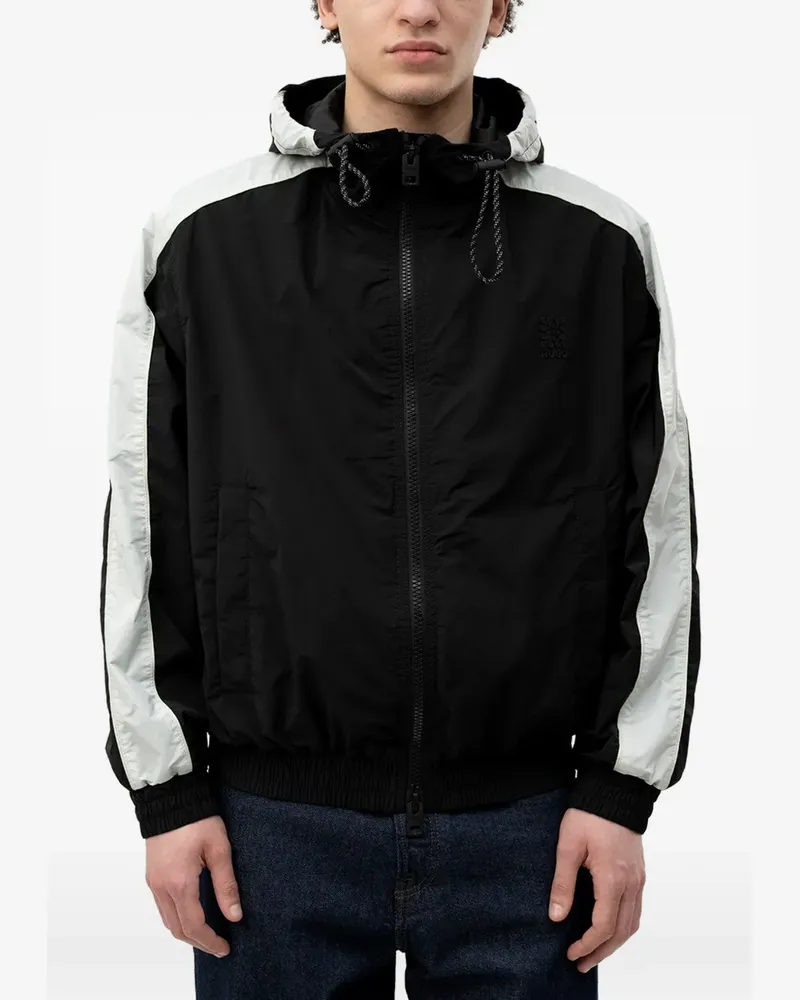 HUGO BOSS hooded panelled jacket - Schwarz Schwarz