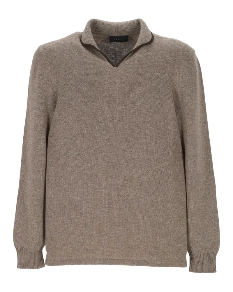 SEASE Ellen Pull 2.0 contrast-trim fine-knit top - Braun Braun