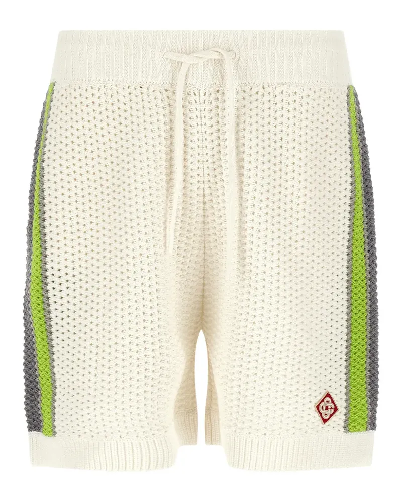 Casablanca Paris stripe-detail crochet shorts - Nude Nude