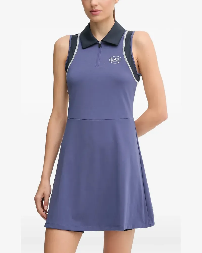 EA7 Tennis Pro zip polo-collar mini dress - Blau Blau