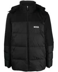 HUGO BOSS Gefütterte Jacke mit Logo-Print Schwarz