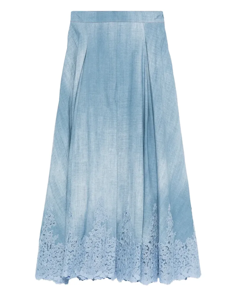 Ermanno Scervino lace-detail midi skirt - Blau Blau