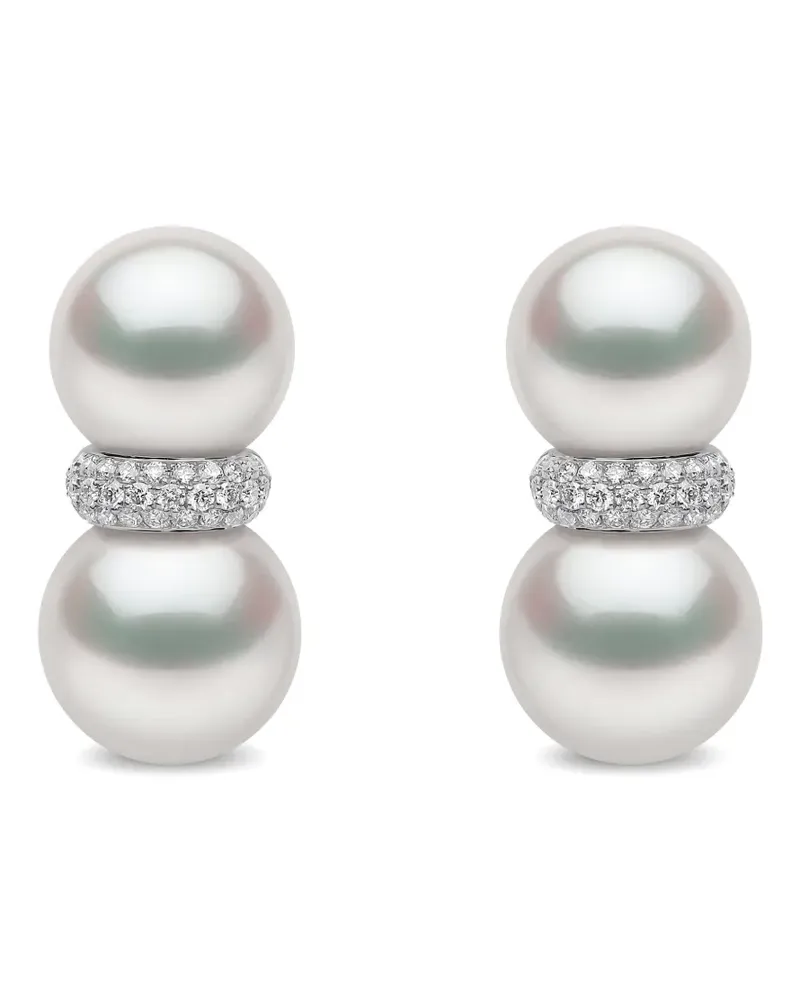 YOKO London Glitz South Sea Hängeohrringe mit Perlen und Diamanten - Silber Silber