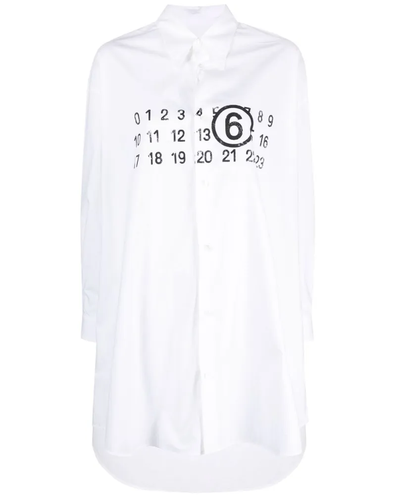 Maison Margiela Hemdkleid mit Logo-Print - Weiß Weiß