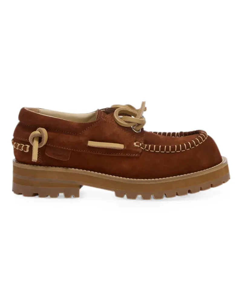 Moschino suede whipstitch-trim loafers - Braun Braun
