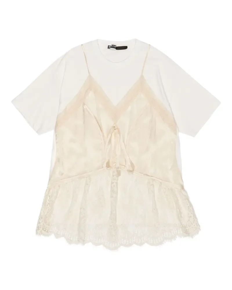 BIMBA Y LOLA T-Shirt mit Spitzenbesatz - Weiß Weiß